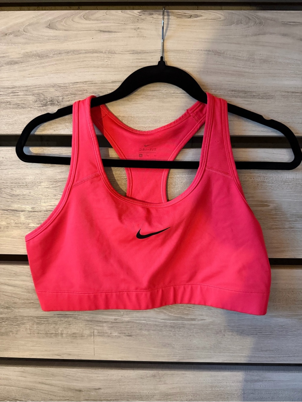 Nike Hot Pink Racerback Sports Bra with Black Swoosh